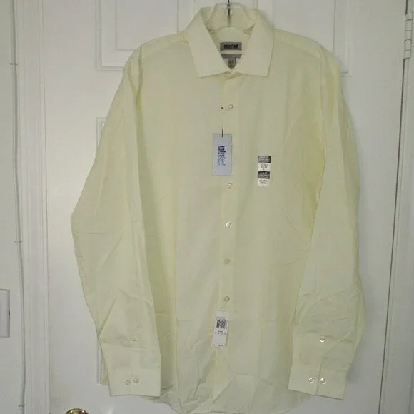 Unlisted by Kenneth Cole | Shirts | Kenneth Cole Unlisted Mens Ls Pale  Yellow Cotton Dress Shirt Nwt Size 6534 | Poshmark